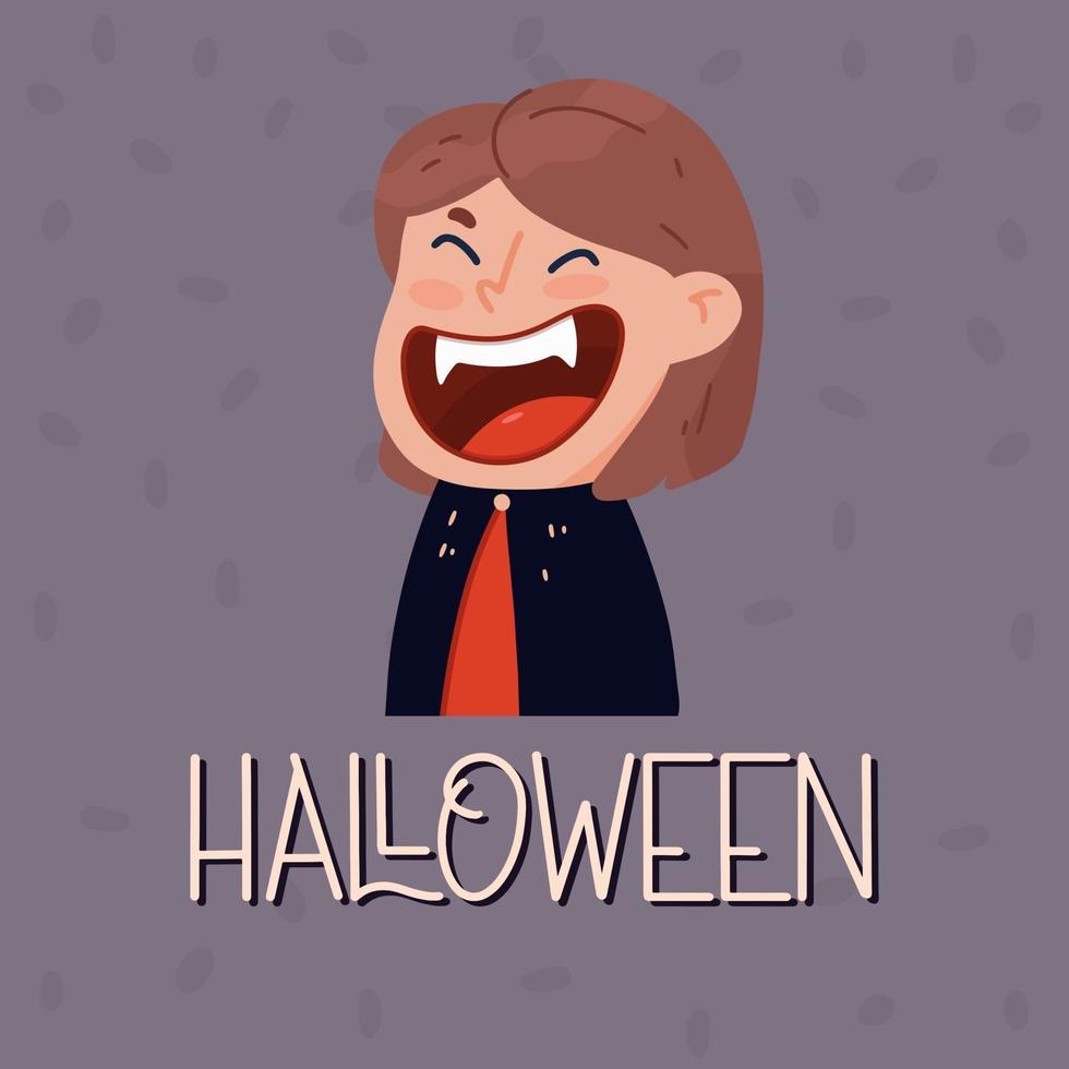 linda chica vampiro con colmillos para halloween. concepto de halloween. vector