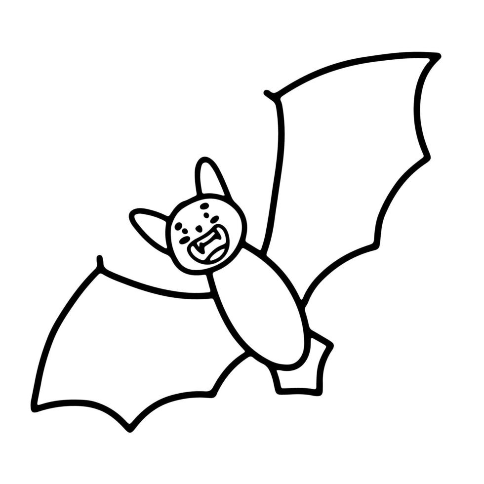Doodle style bat. Halloween concept. Coloring. Vector illustration
