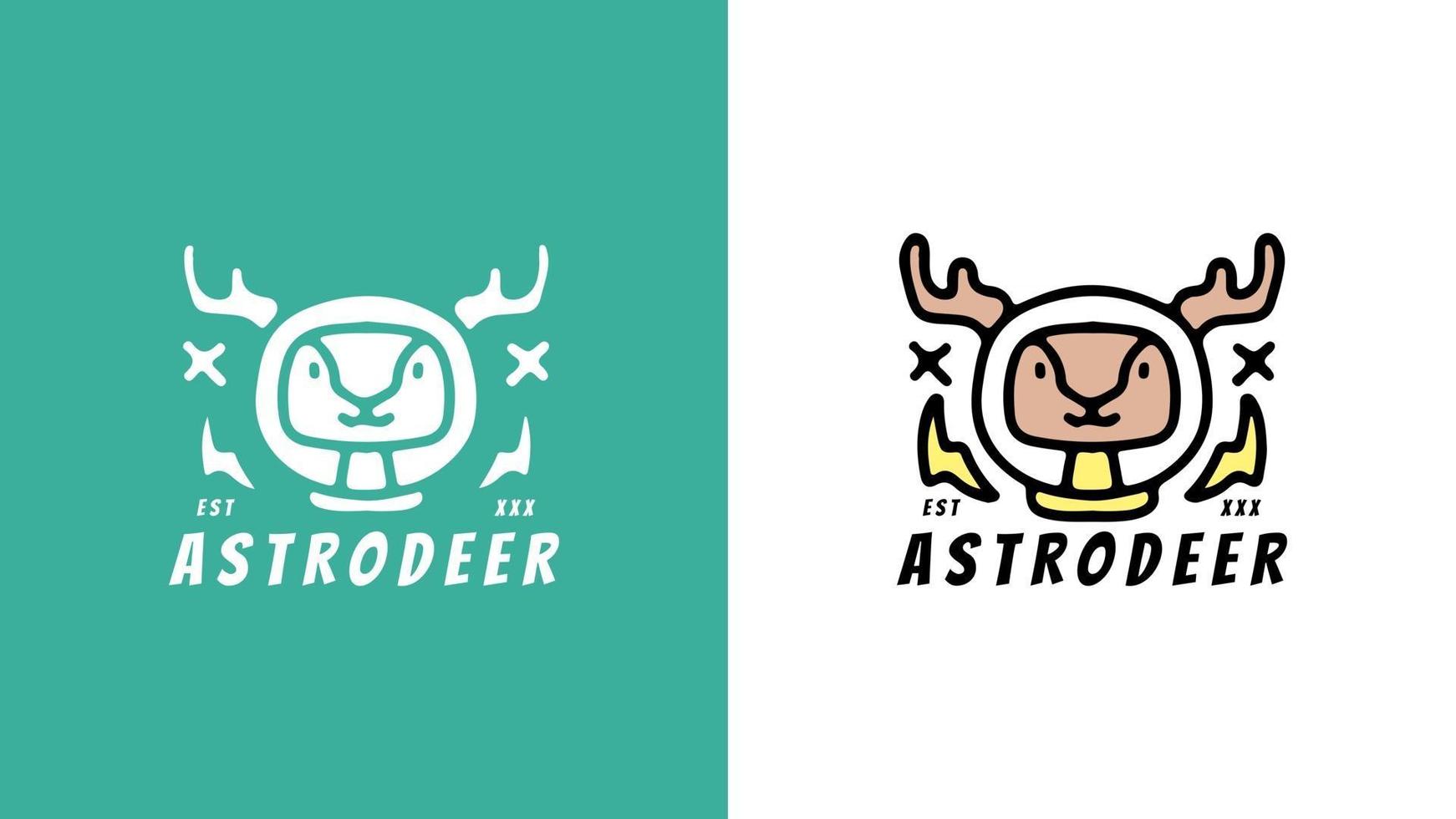 cabeza de ciervo con dibujos animados de casco de astronauta. ilustración para camiseta vector