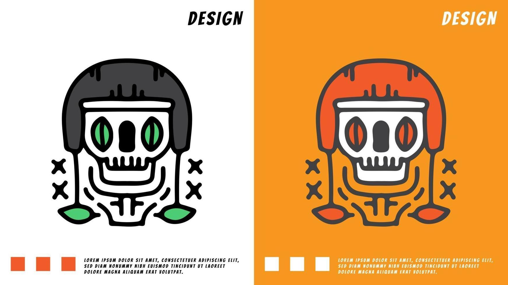 Cool rider skull head con casco, ilustración para camiseta vector