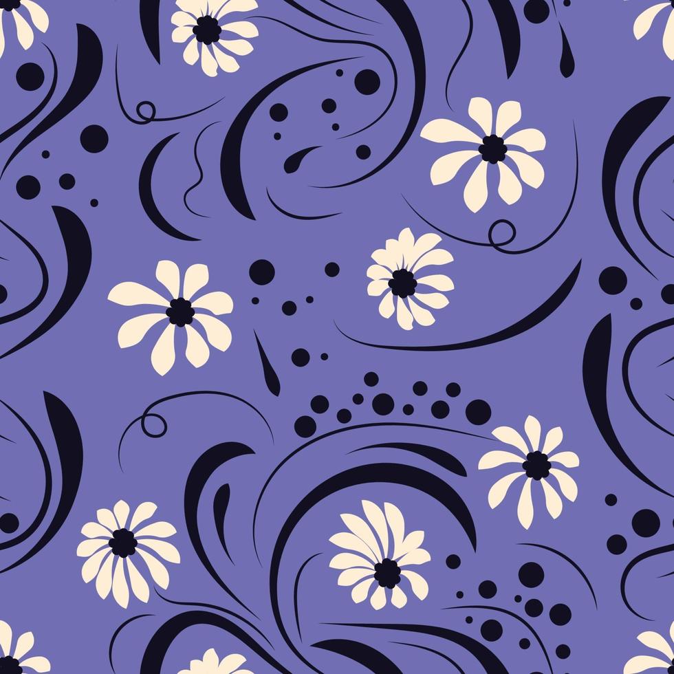 Folk flowers pattern Floral surface design Seamless pattern vector