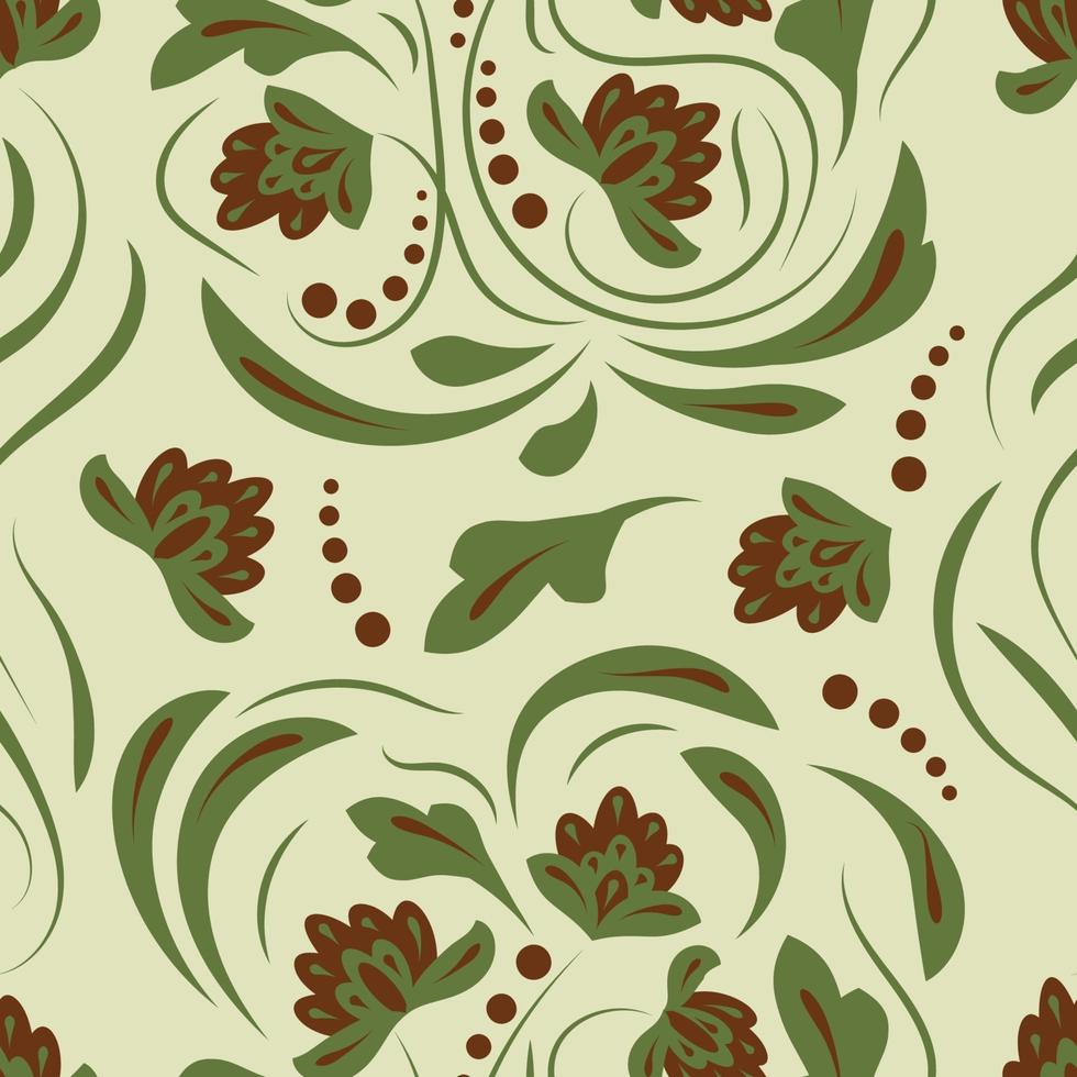 Folk flowers pattern Floral surface design Seamless pattern vector