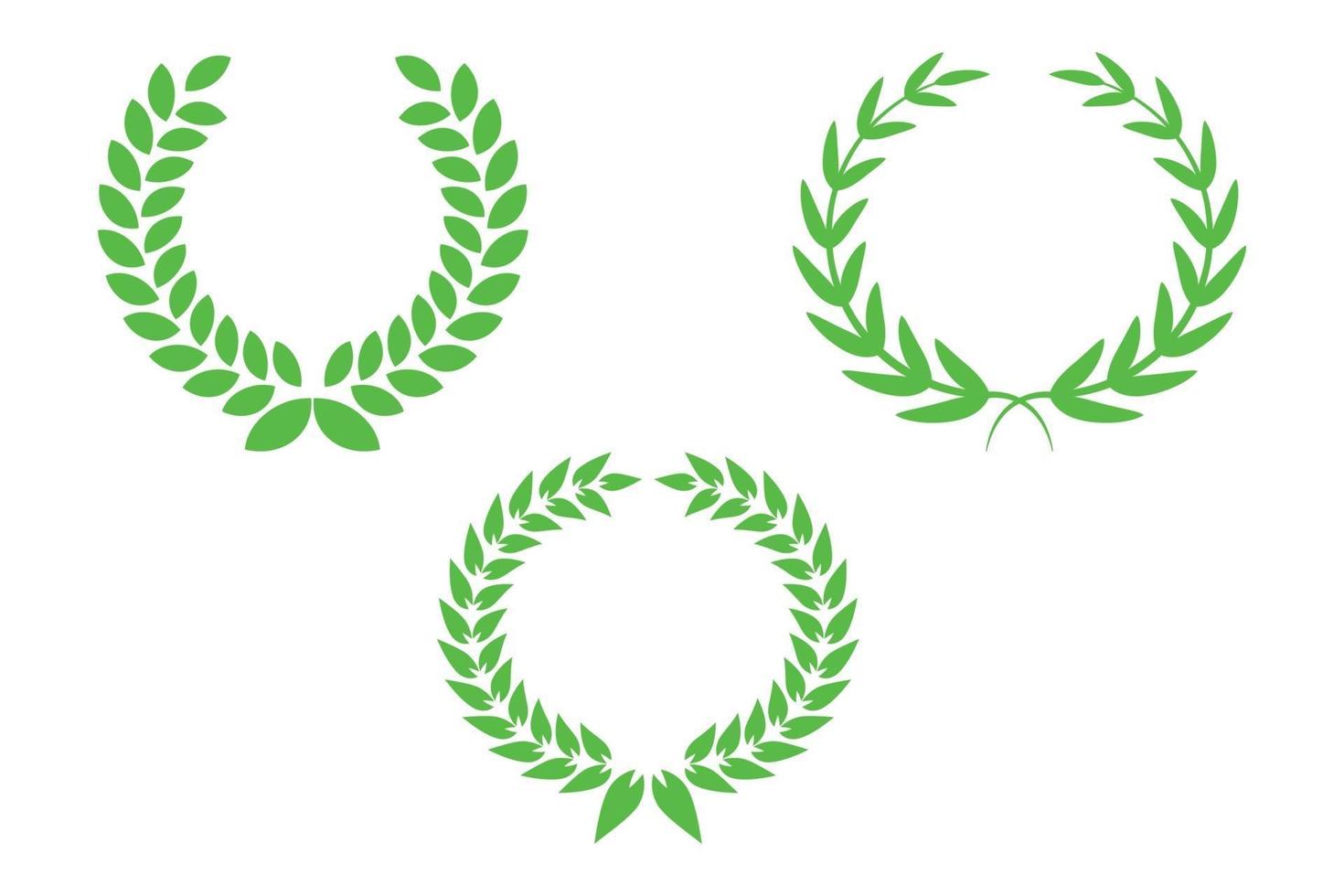 Laurel Wheat Green Floral Wreaths Frames Awards vector