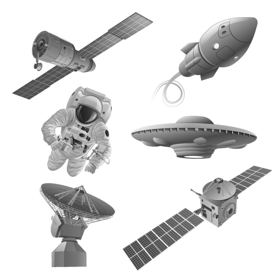 iconos de exploración espacial vector