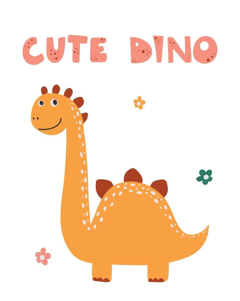 Cute dinosaur drawn as vector for tee print