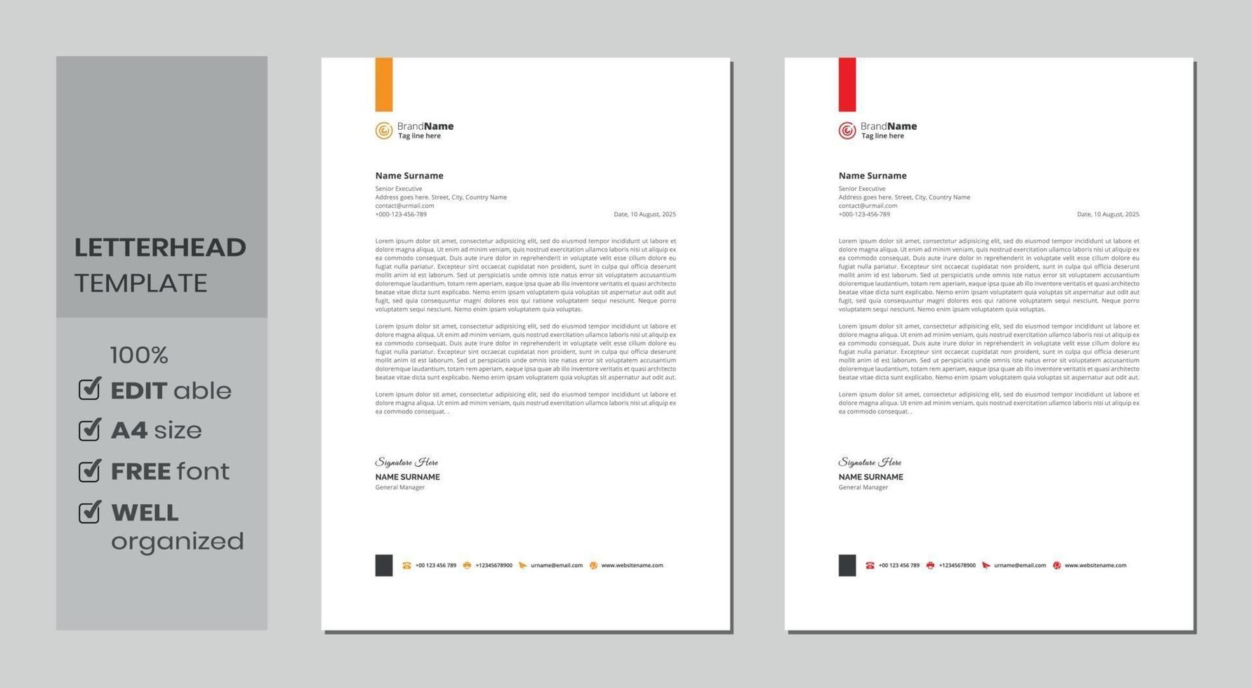 Letterhead format template, business style letterhead design template. vector