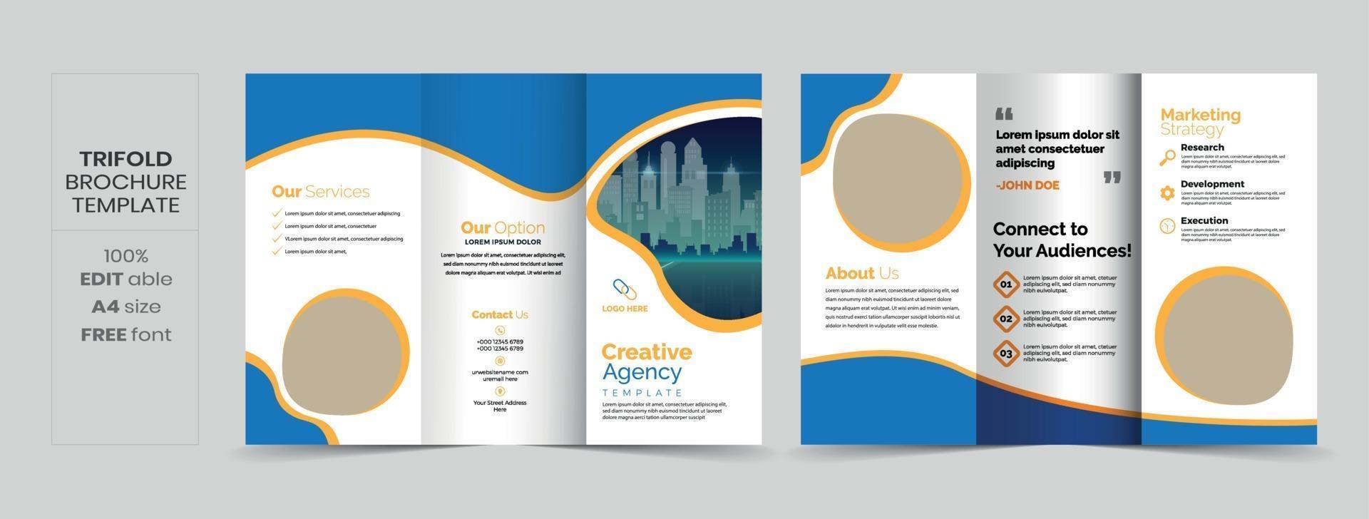 Business Brochure Template in Tri Fold Layout. Corporate Design. vector