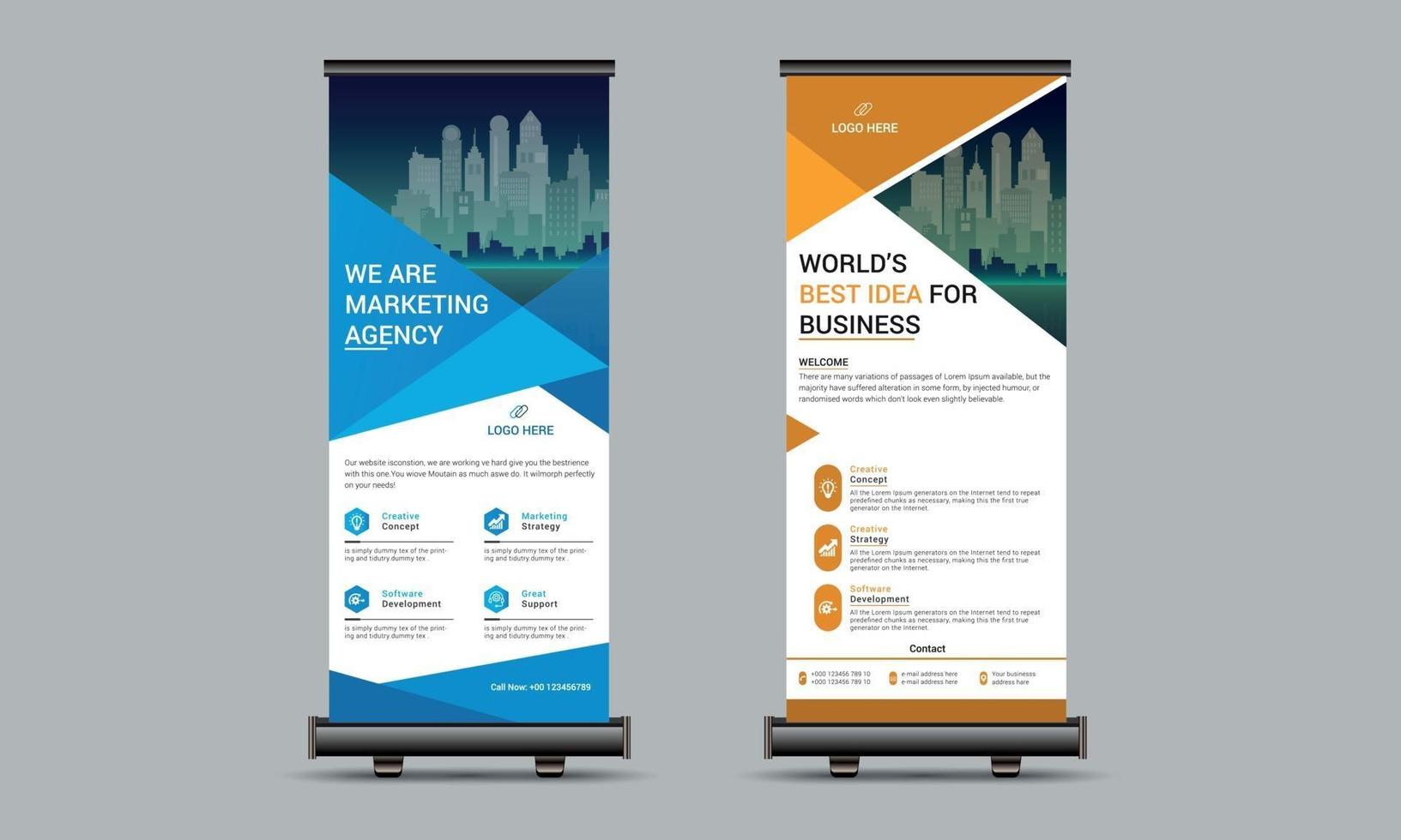 Business roll up, standee design, signage banner template vector