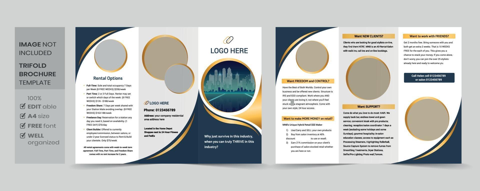 Creative corporate modern business trifold brochure template vector