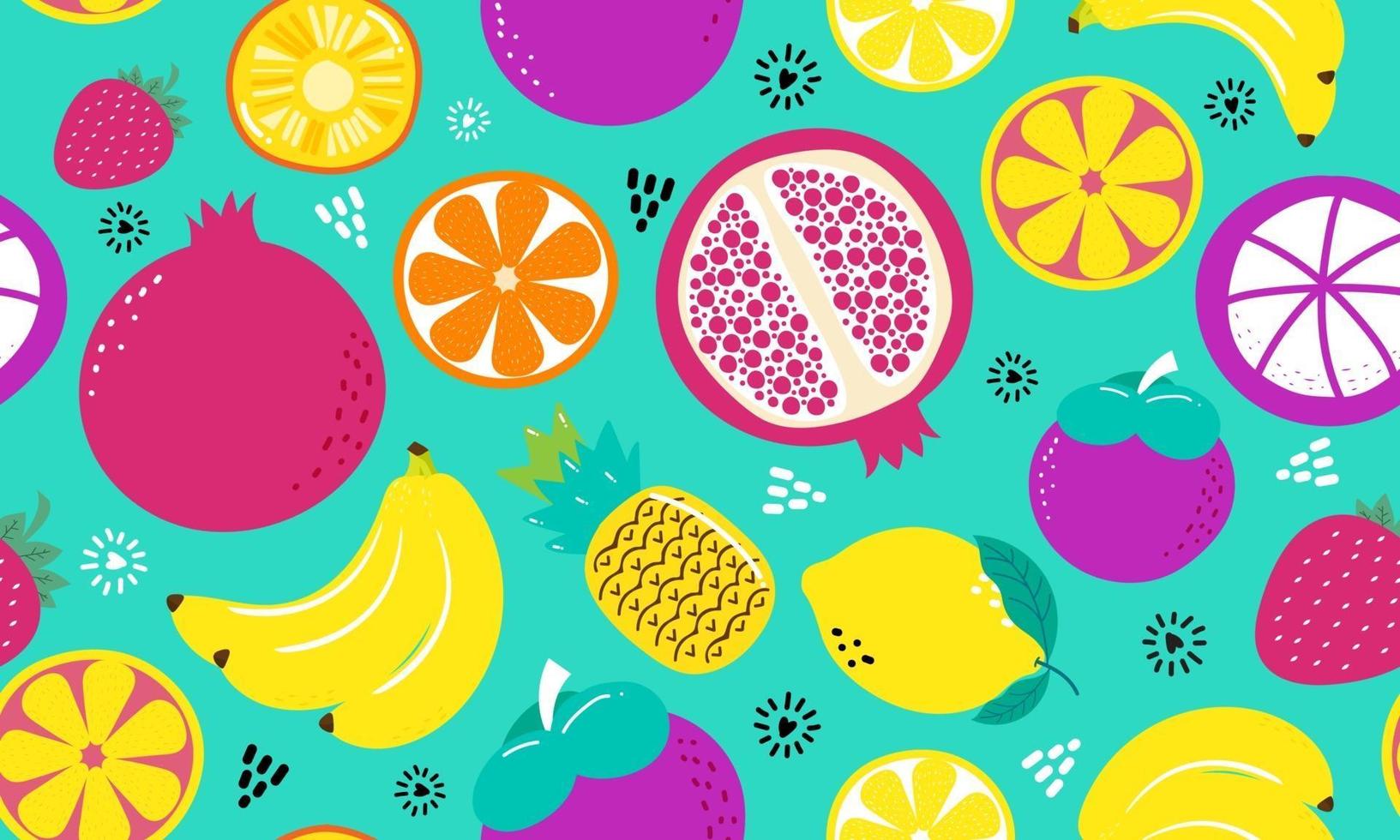 Seamless pattern mix fruits vector