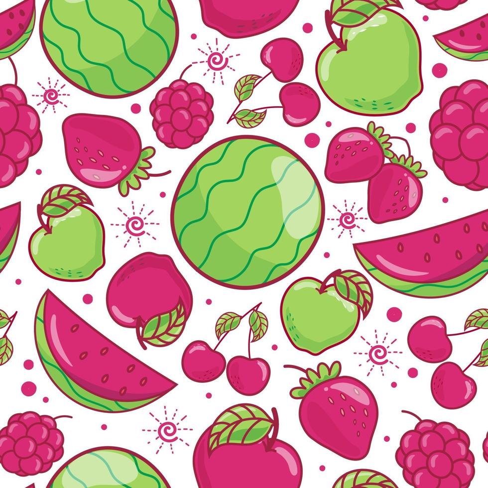 Seamless pattern cute fruits on white background vector