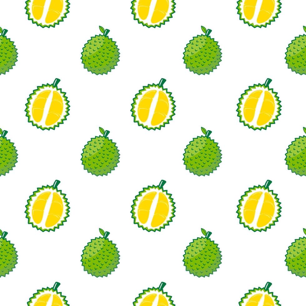 Seamless pattern cute durian fruits and leaf vector