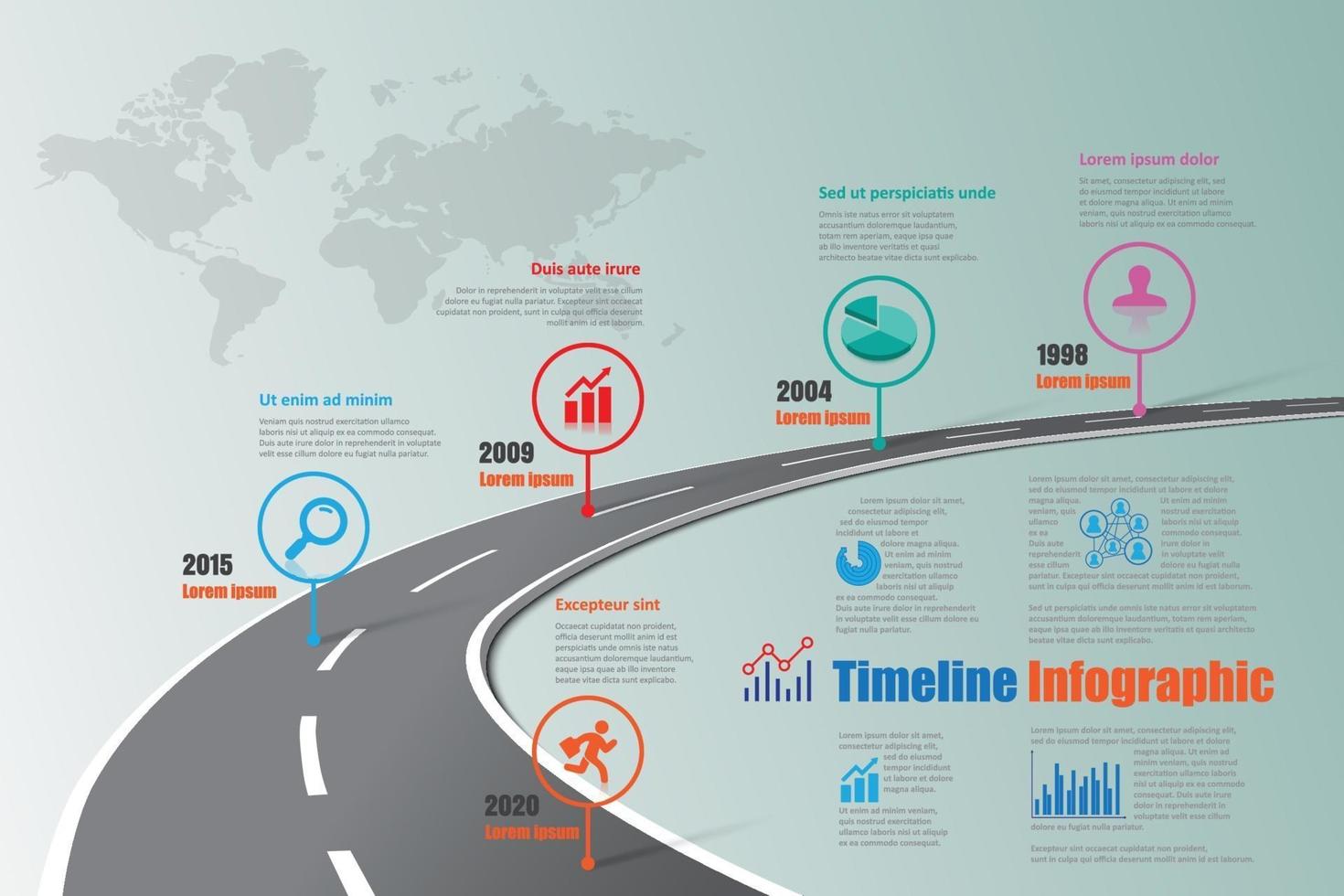 Business roadmap timeline infographic template with pointers designed vector