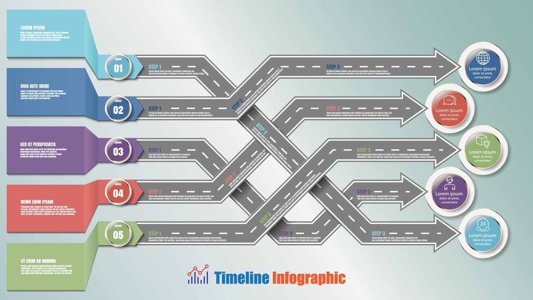Modern roadmap Timeline Infographic with 5 options Vector Illustration