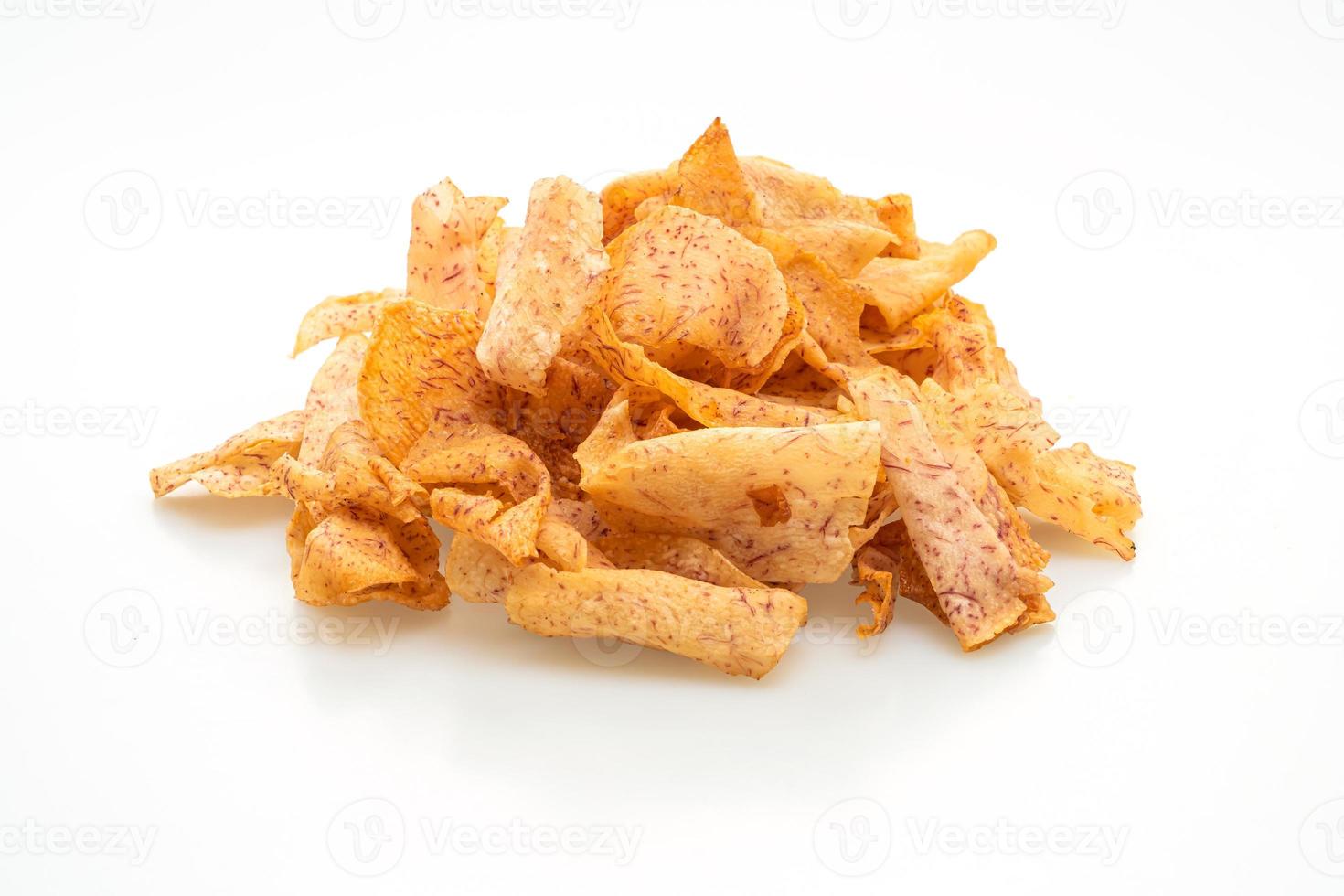 Taro chips isolated on white background photo