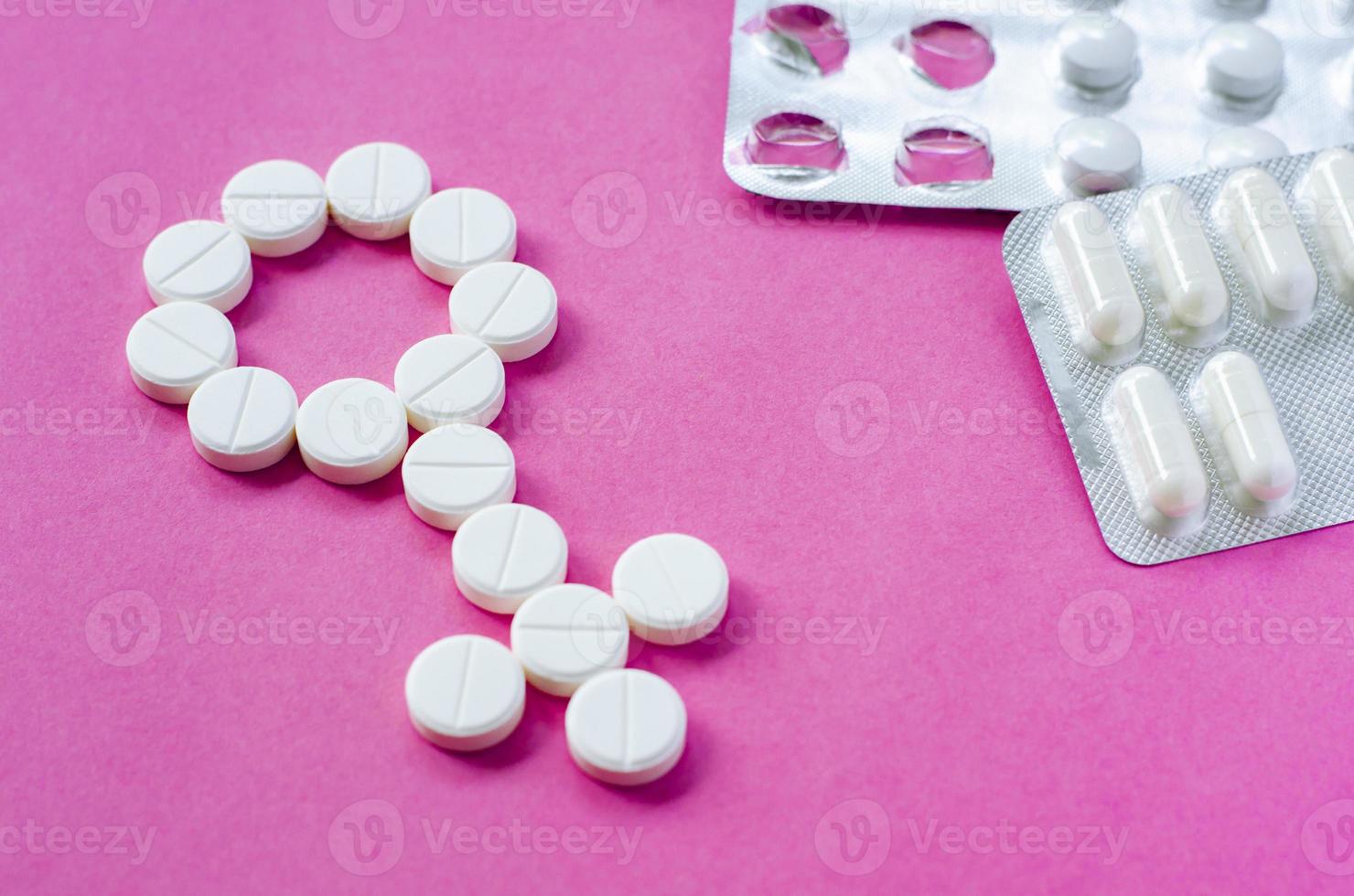 Sign of a woman from pills. Gender photo