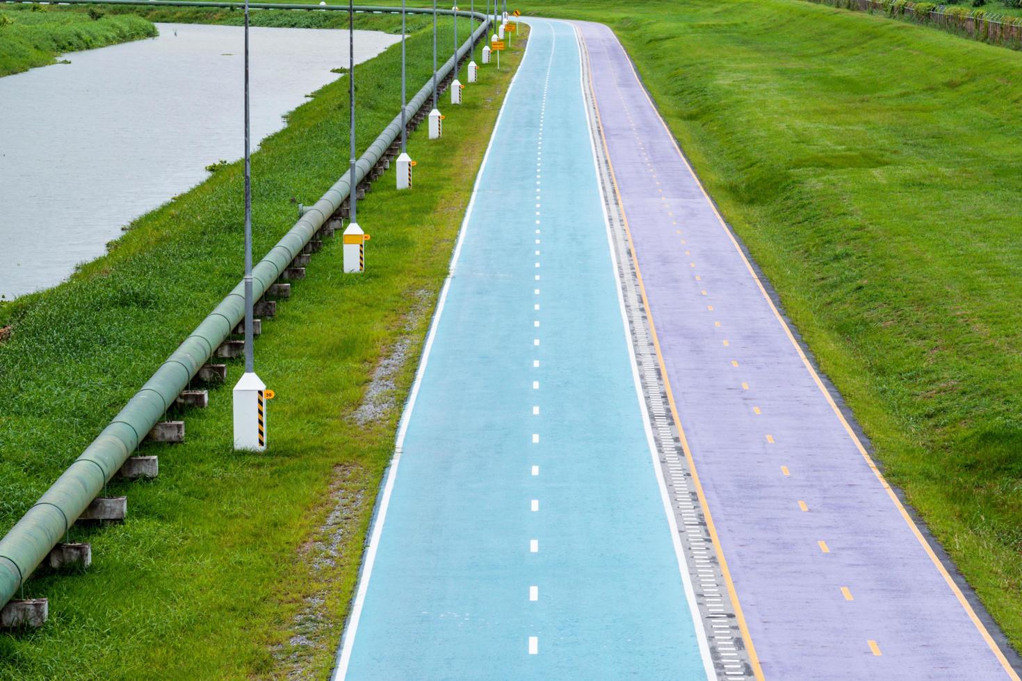 Beautifully colored cycling lanes in the park. photo