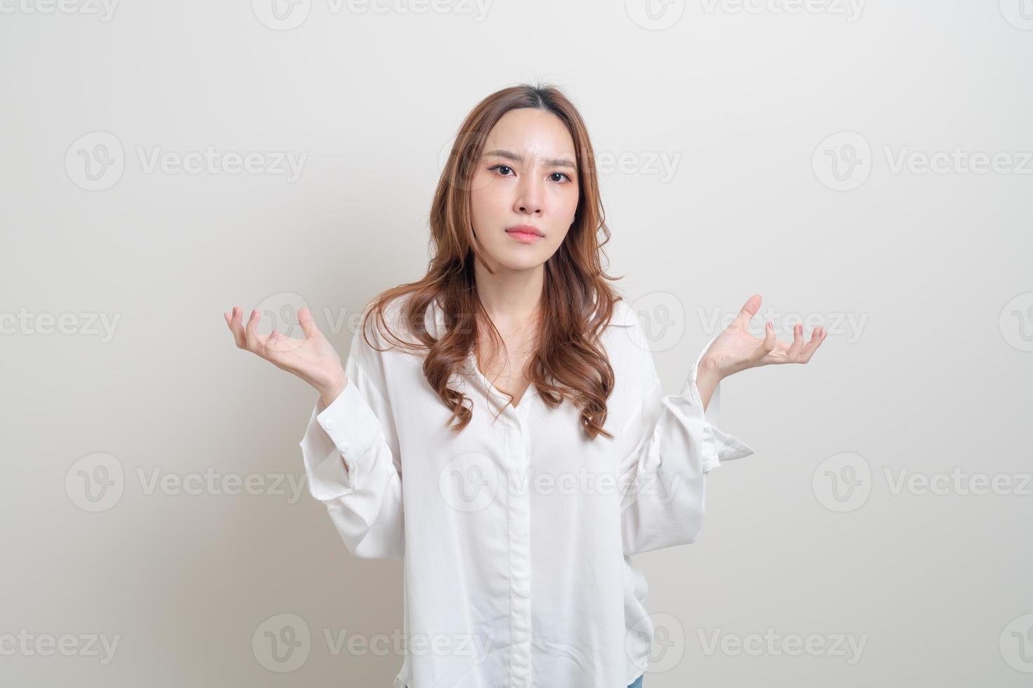 Portrait beautiful Asian woman stress, serious, worry or complain photo