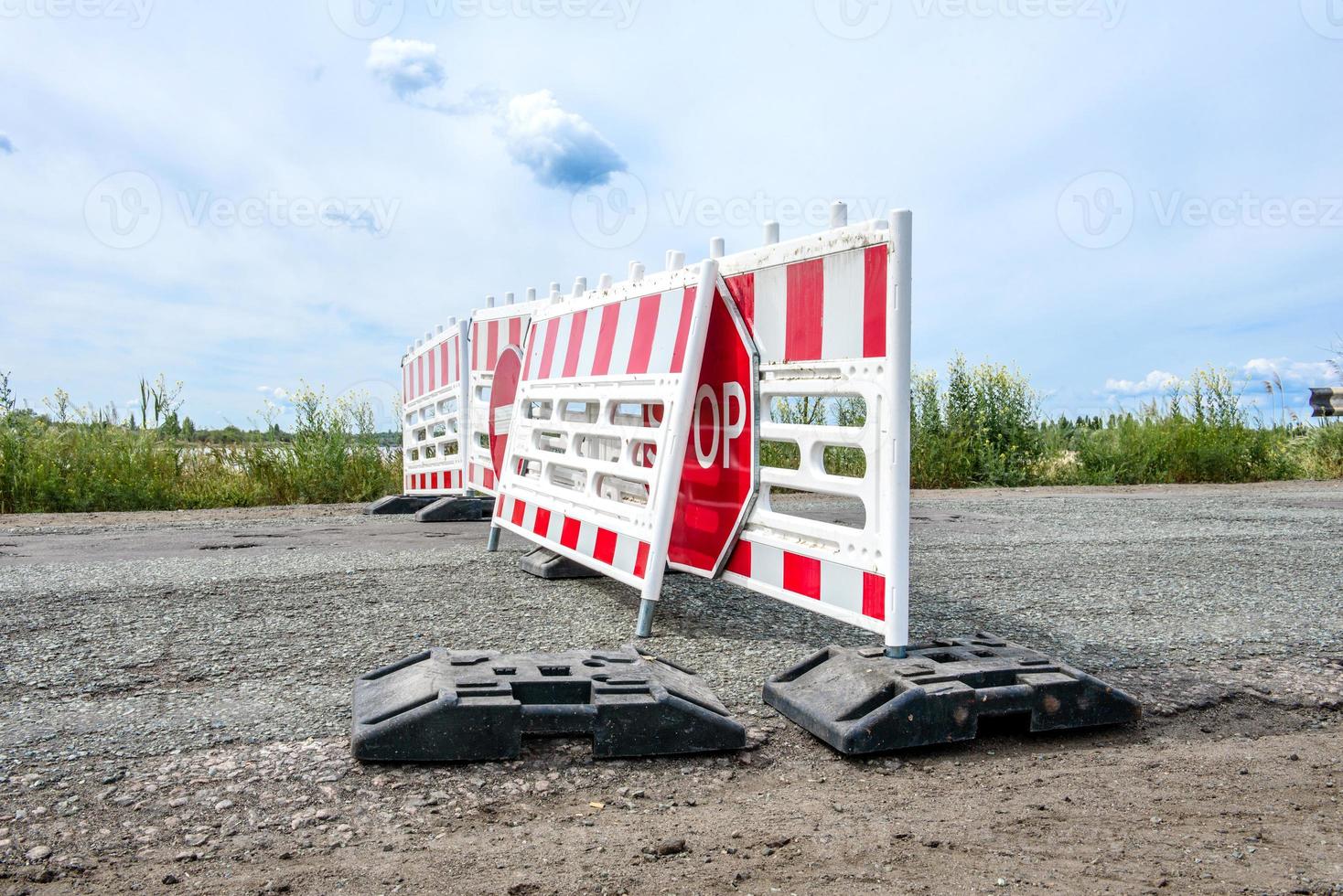 Road sign on the track meaning traffic accident photo