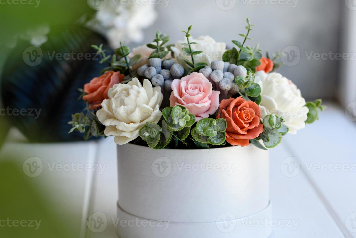 Bouquet of beautiful bright rose flowers photo