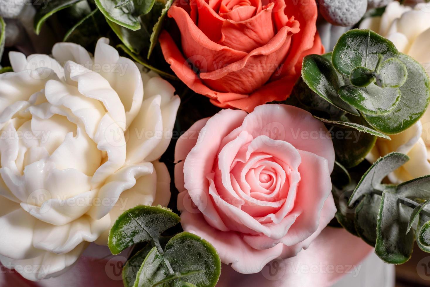 Bouquet of beautiful bright rose flowers photo