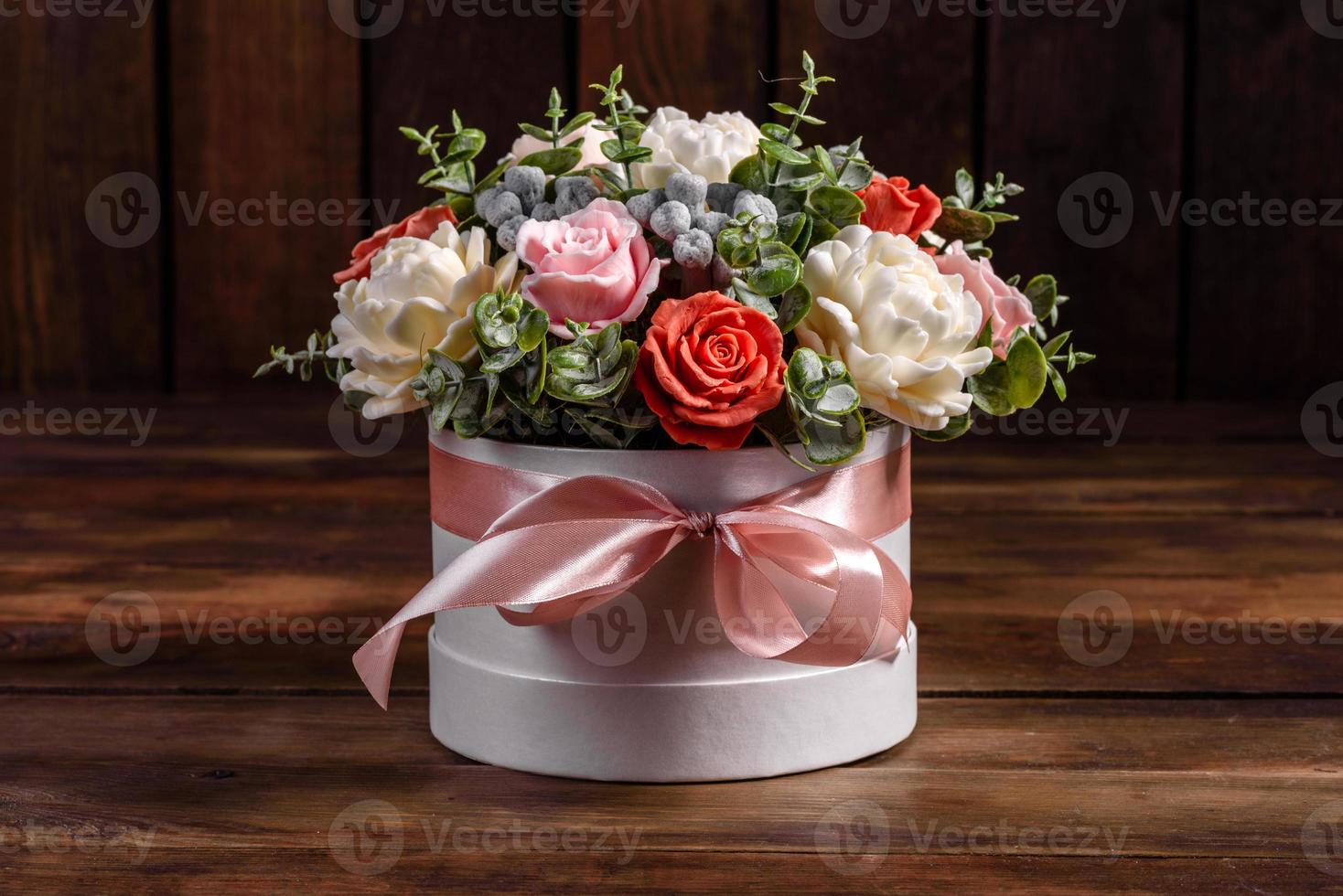 Bouquet of beautiful bright rose flowers photo