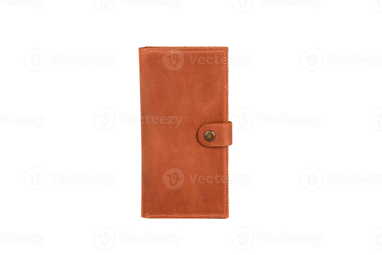 Single leather wallet isolated on white background photo