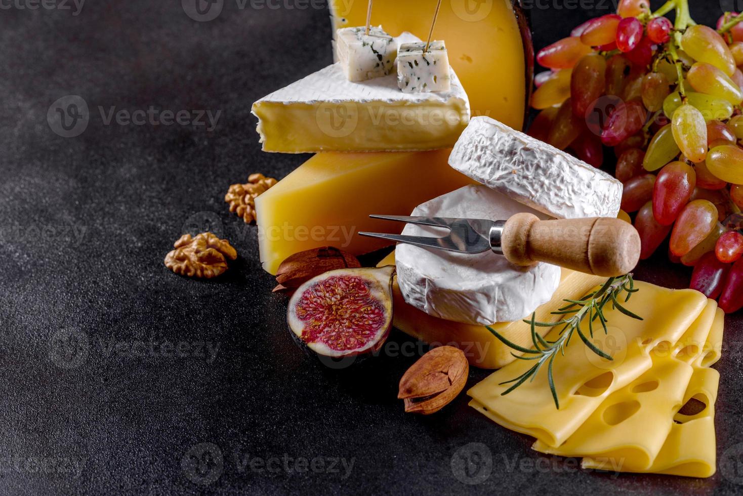 Beautiful delicious camembert cheese, parmesan, brie photo