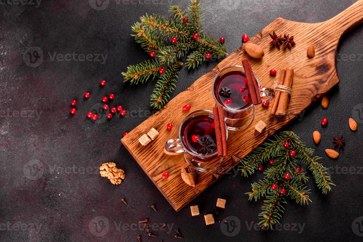 Hot mulled wine for winter and Christmas photo