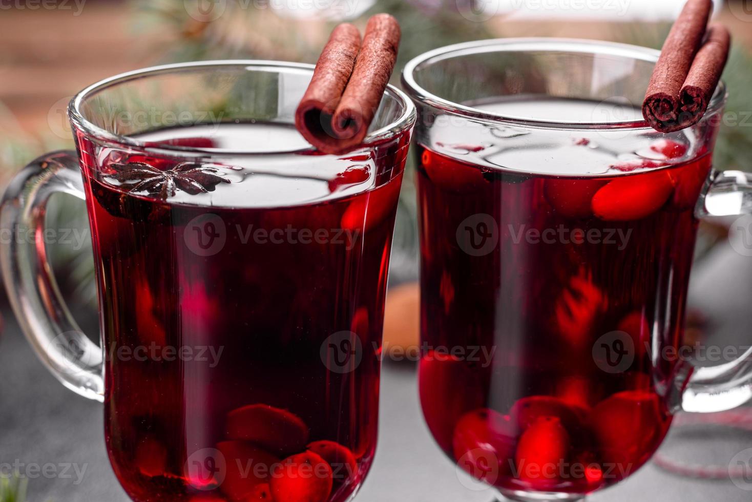 Hot mulled wine for winter and Christmas photo