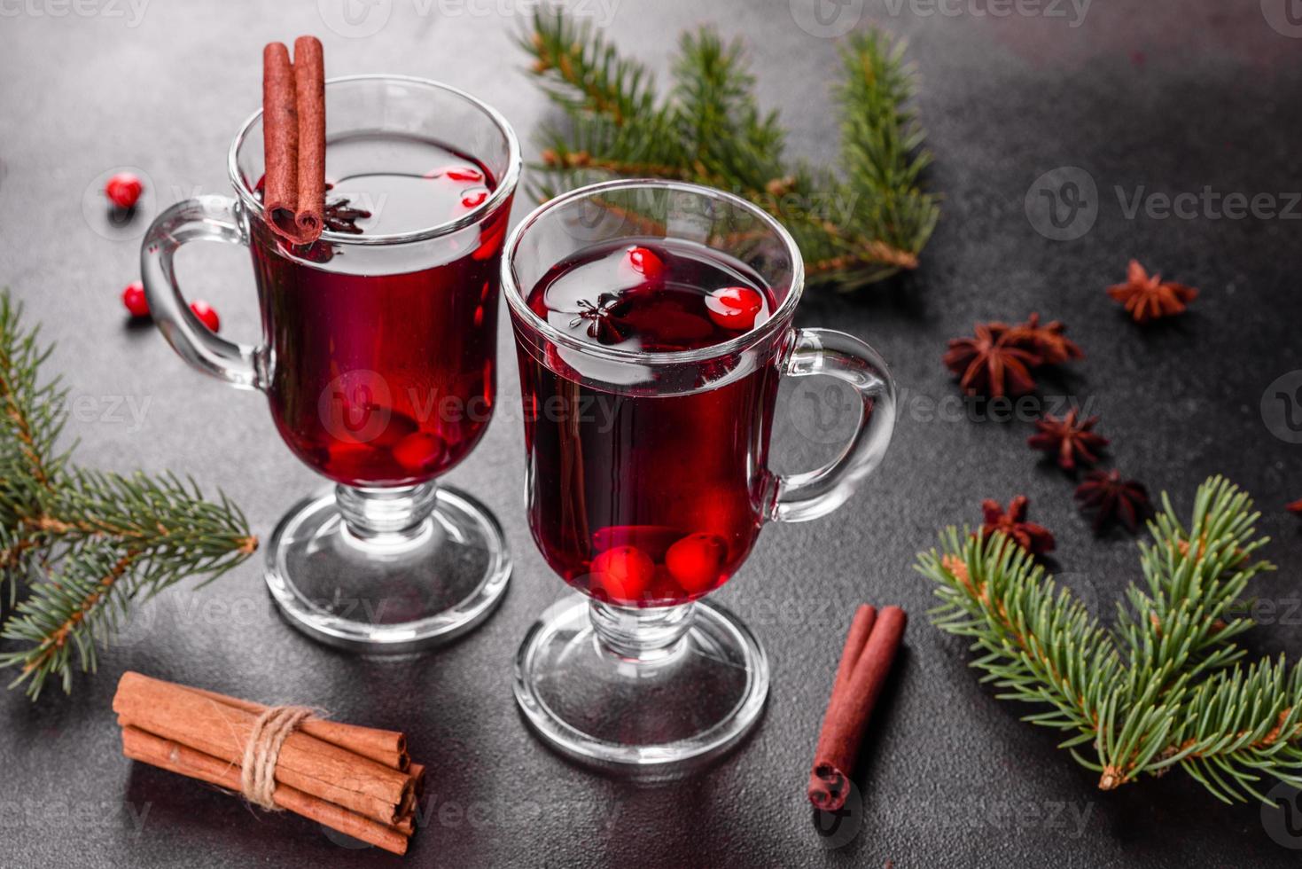 Hot mulled wine for winter and Christmas photo