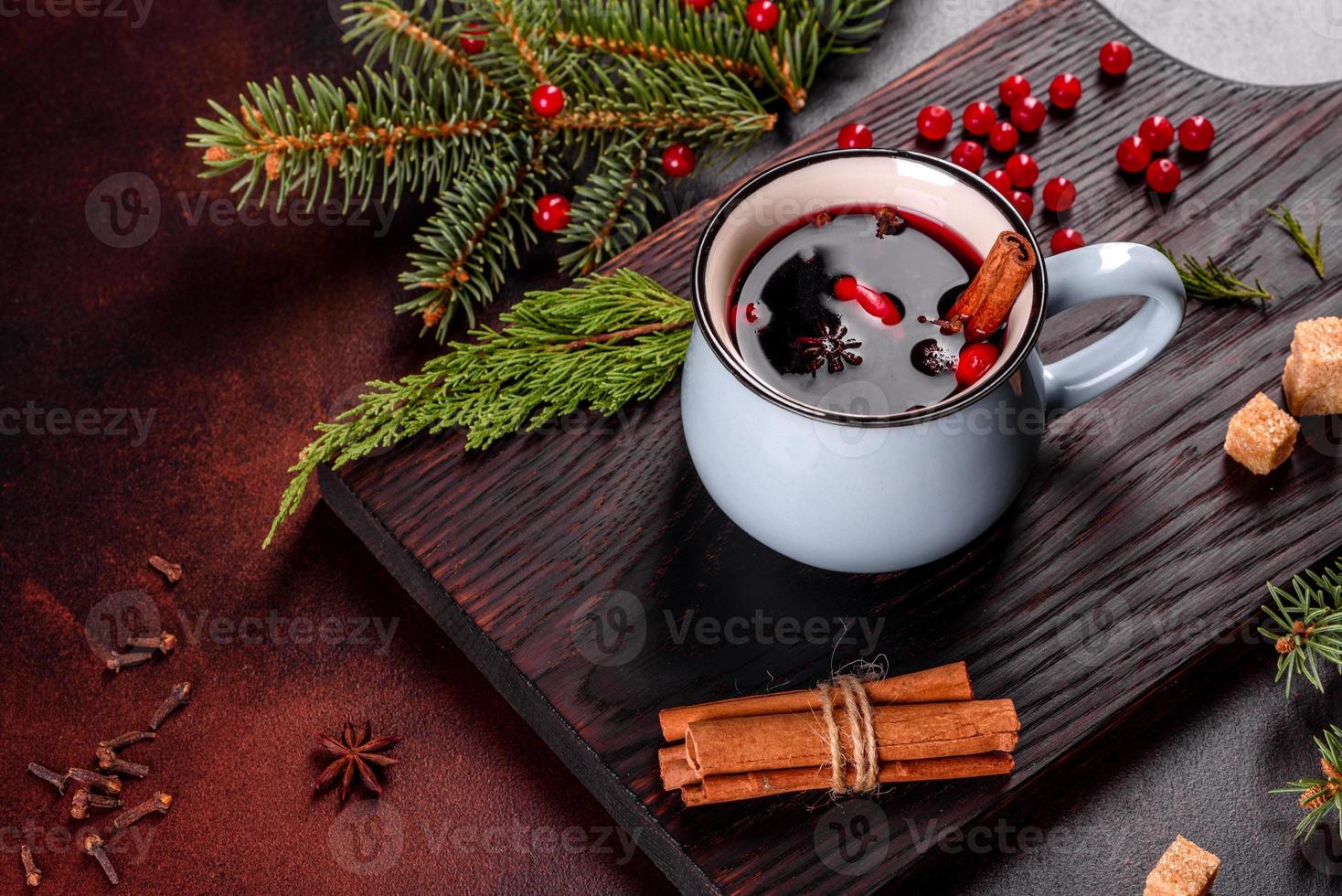 Hot mulled wine for winter and Christmas photo