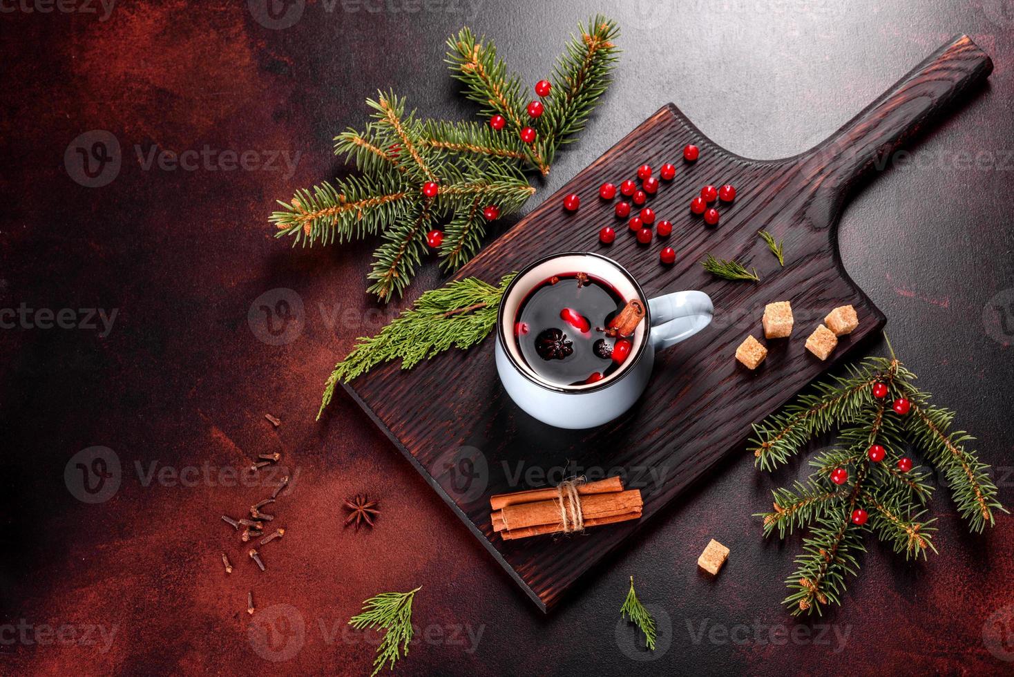 Hot mulled wine for winter and Christmas photo