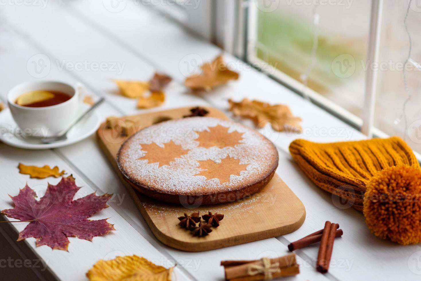 hermoso pastel de calabaza dulce fresco foto