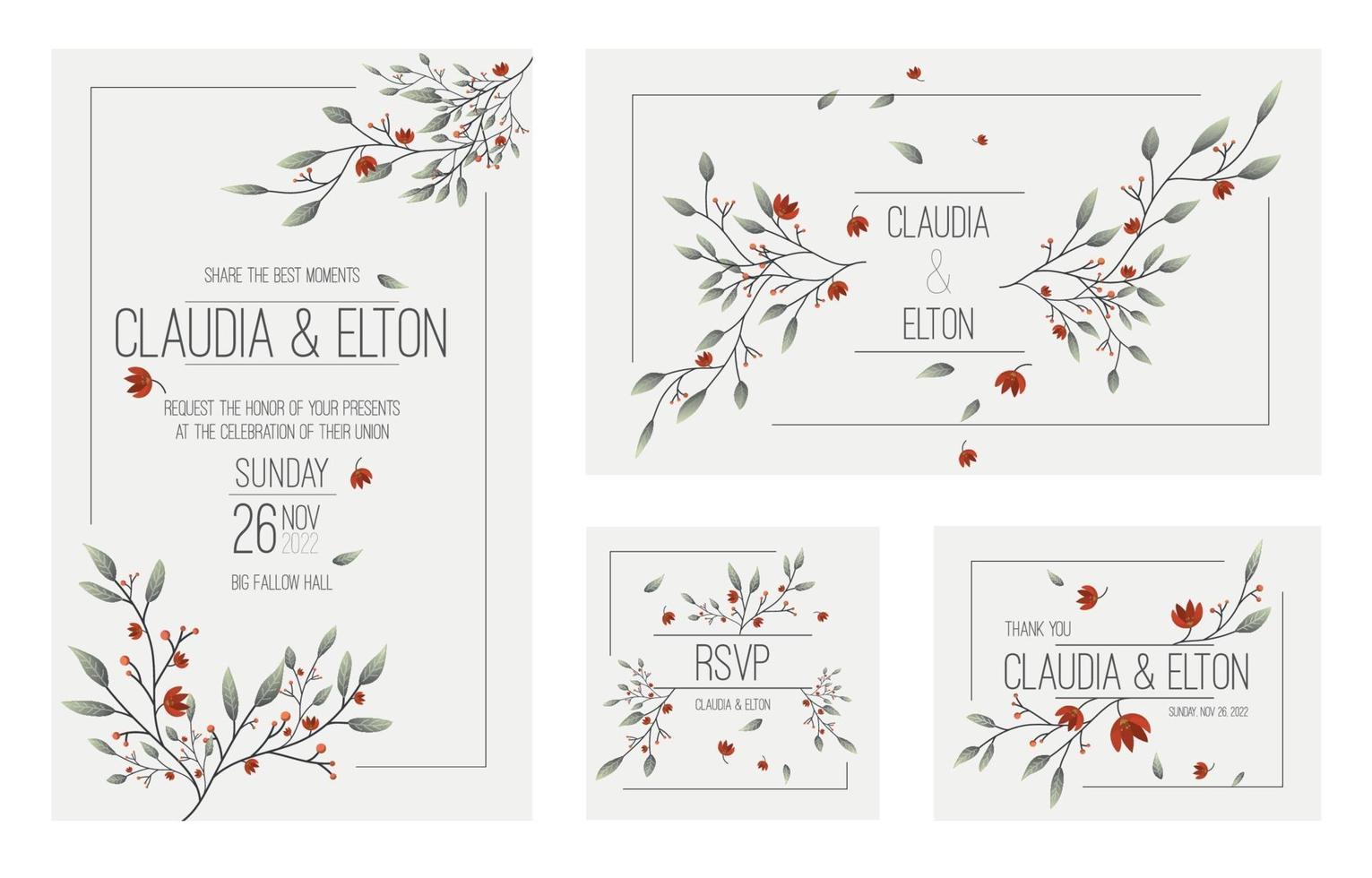 invitación de boda floral vector