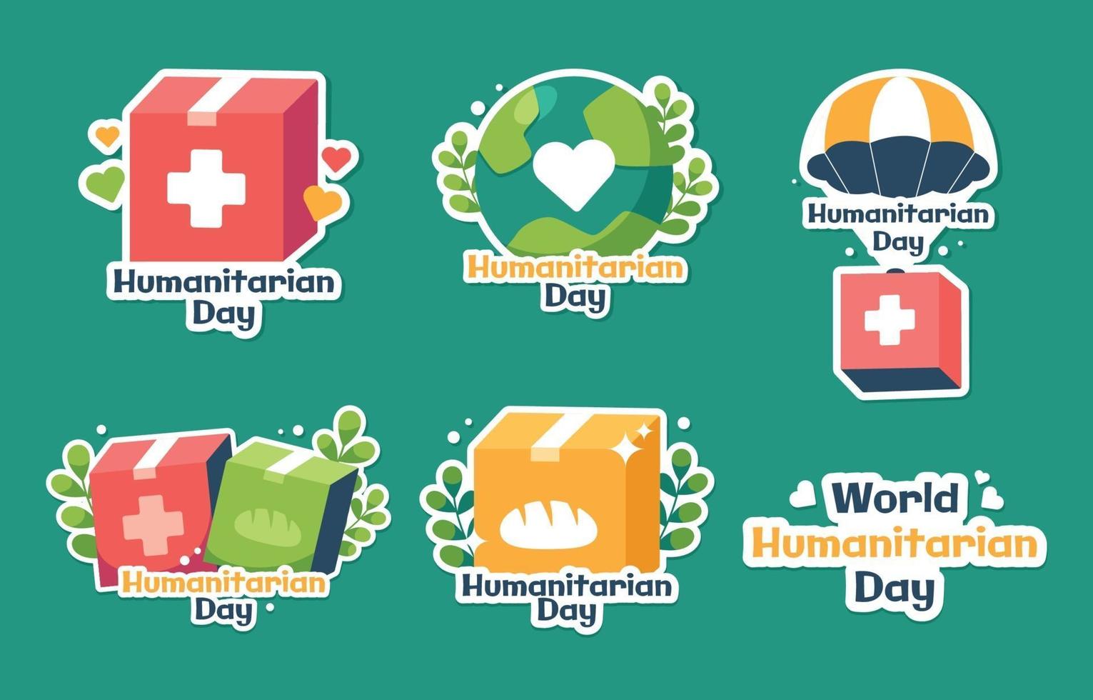 Activism Humanitarian Day Stickers Collection vector