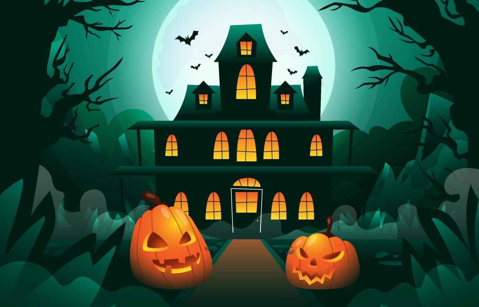 Haunted House at Halloween Night vector