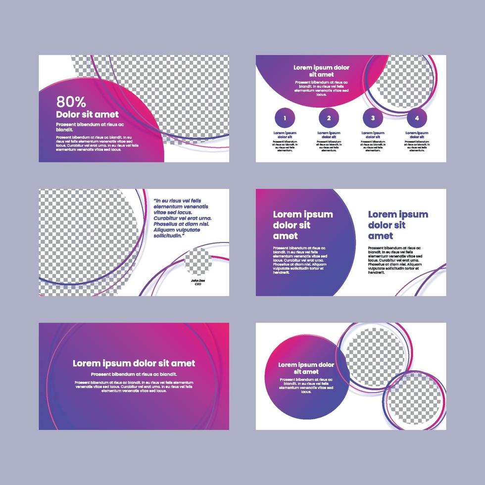 Flat and Modern Gradient Colors Presentation Template vector