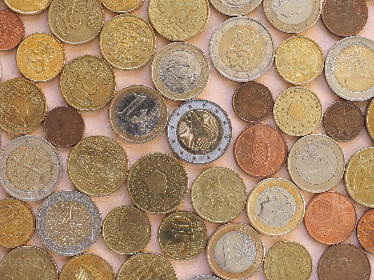 monedas de euro, fondo de la unión europea foto