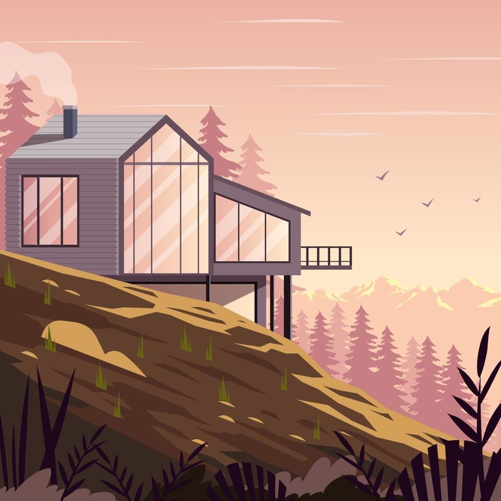 Mountain Cabin Concept vector