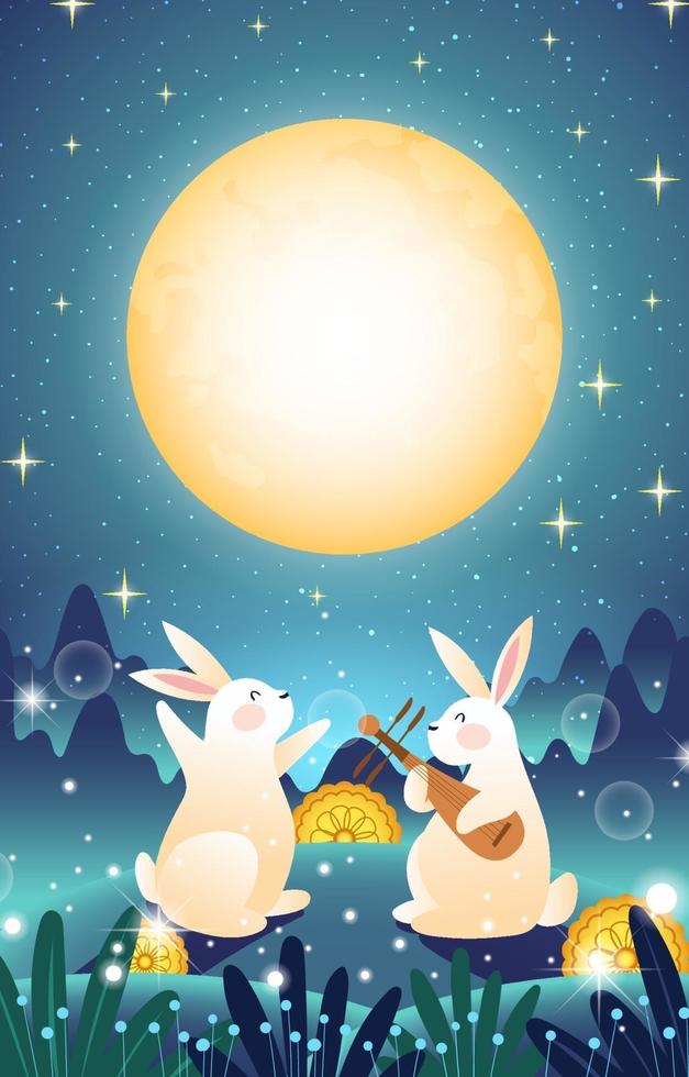 Glowing Mid Autumn Festival Concept vector
