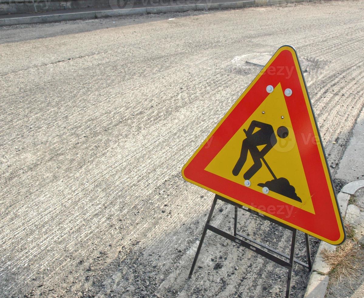 señal de obras viales foto