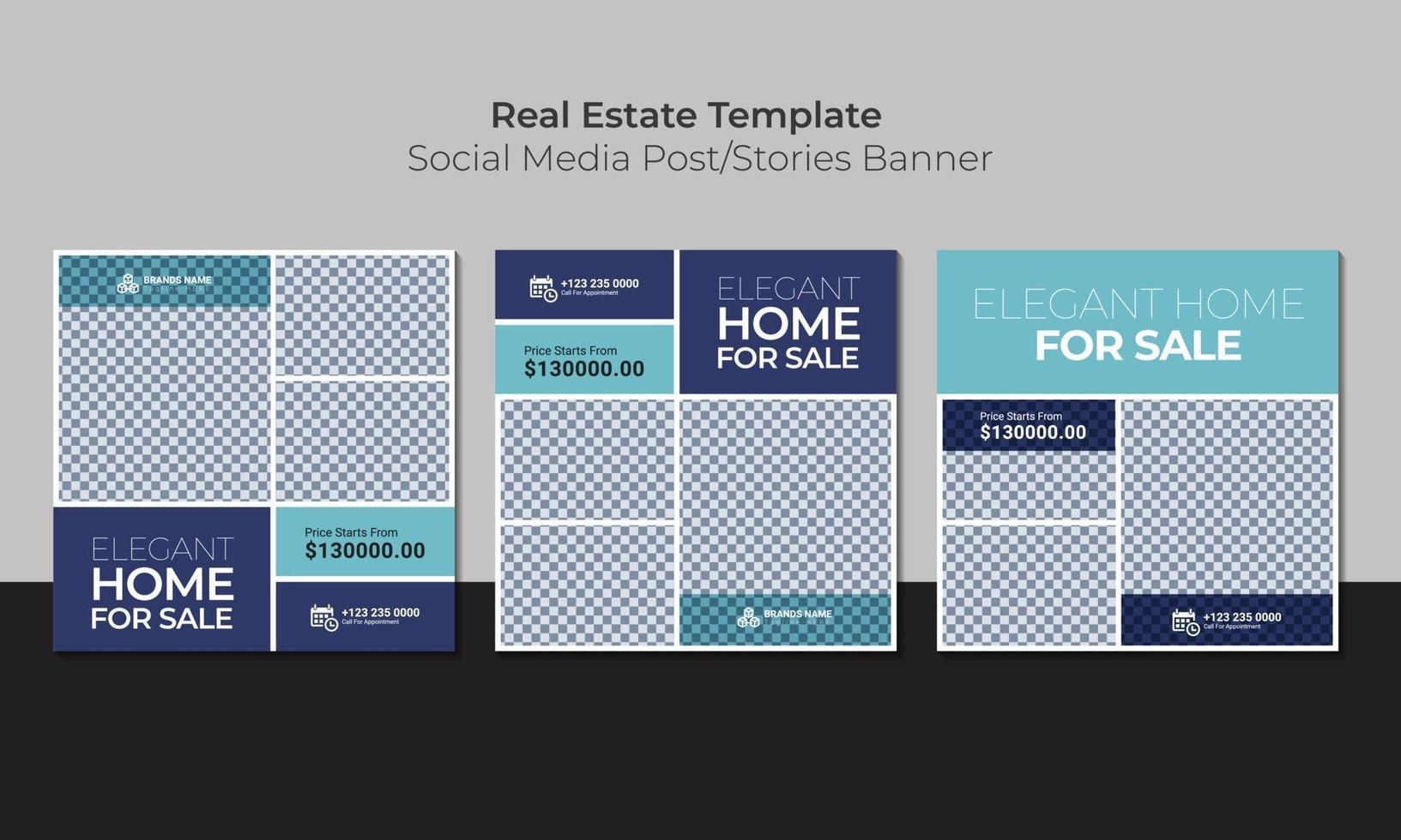Real estate social media post, stories, banner template design vector