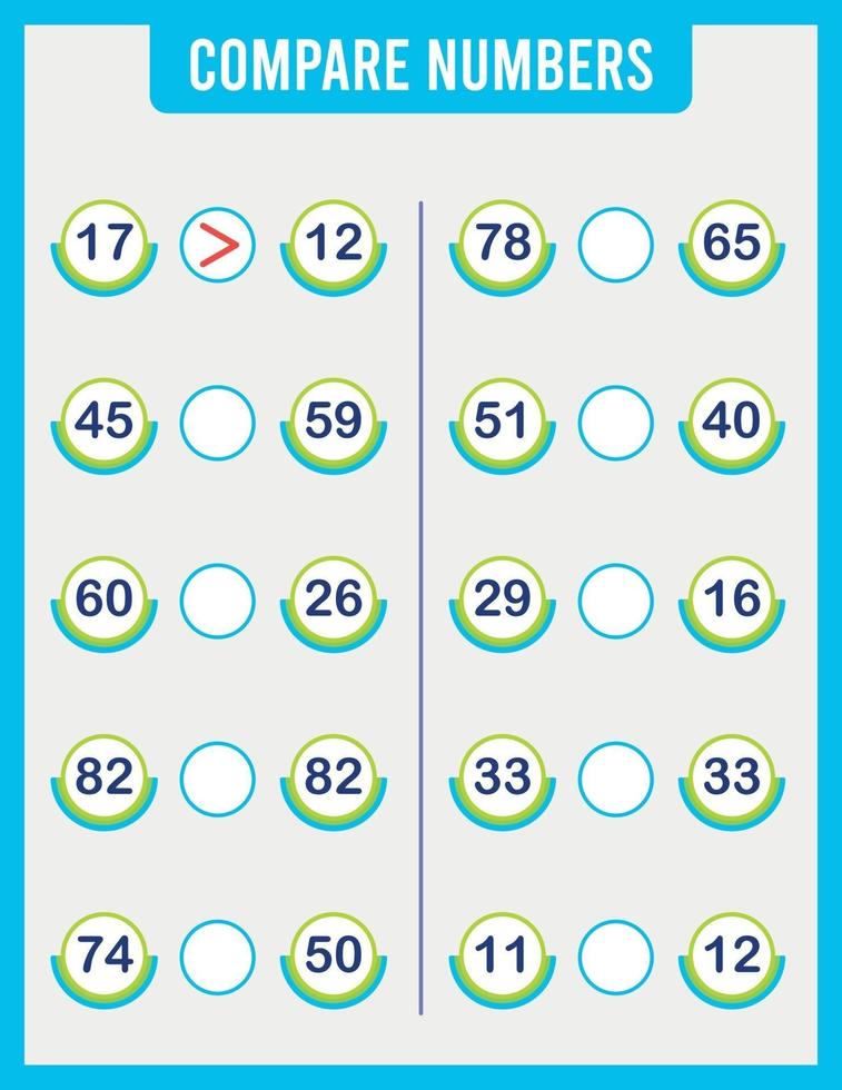 Compare numbers. Math game for preschool children. vector