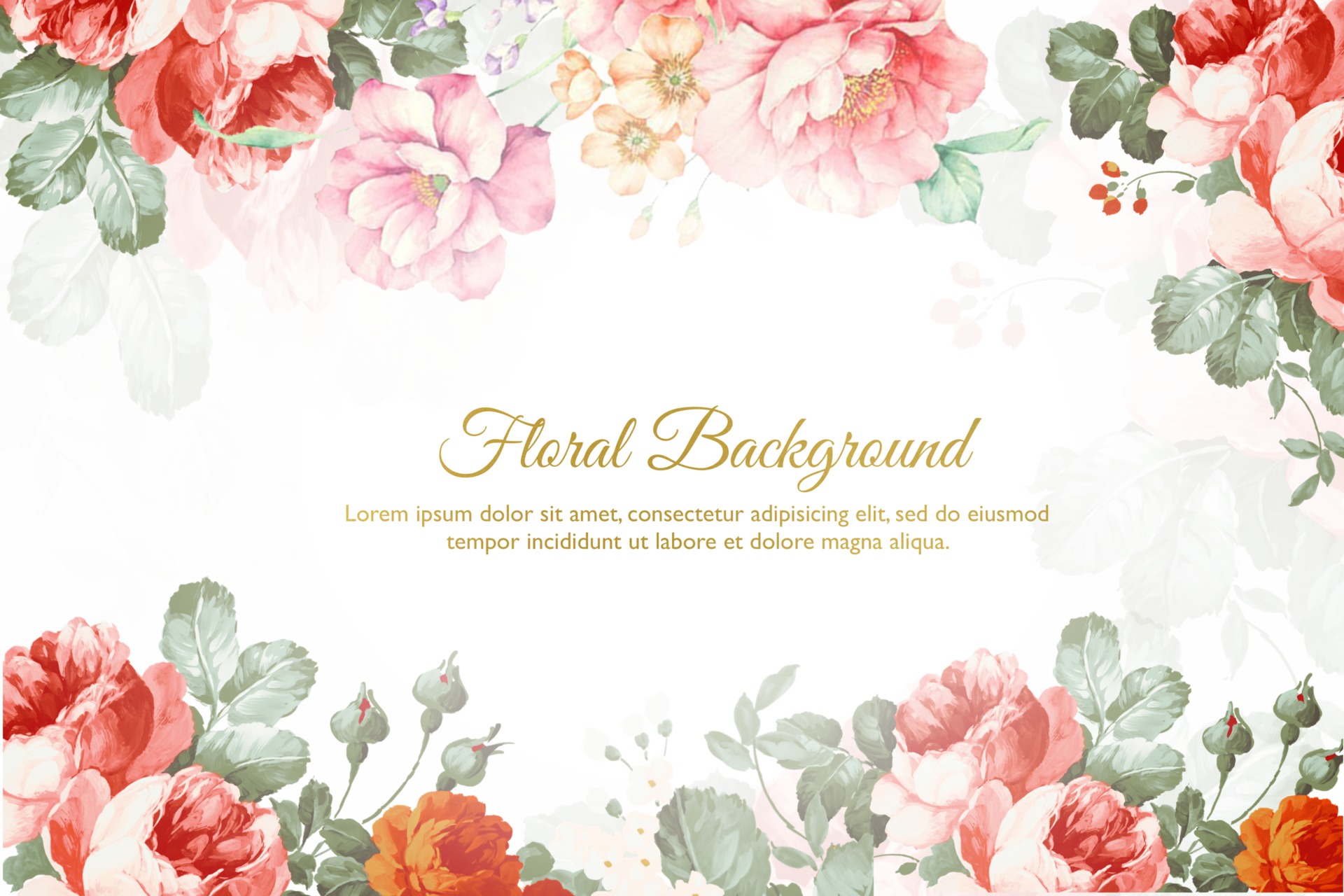 PowerPoint Template floral pattern with white and red flowers in red  background 12472