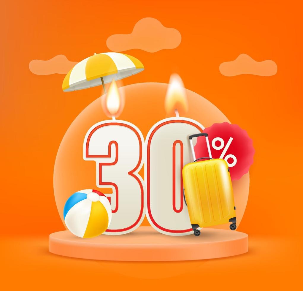 Summer season sale banner. 30 percent discount vector
