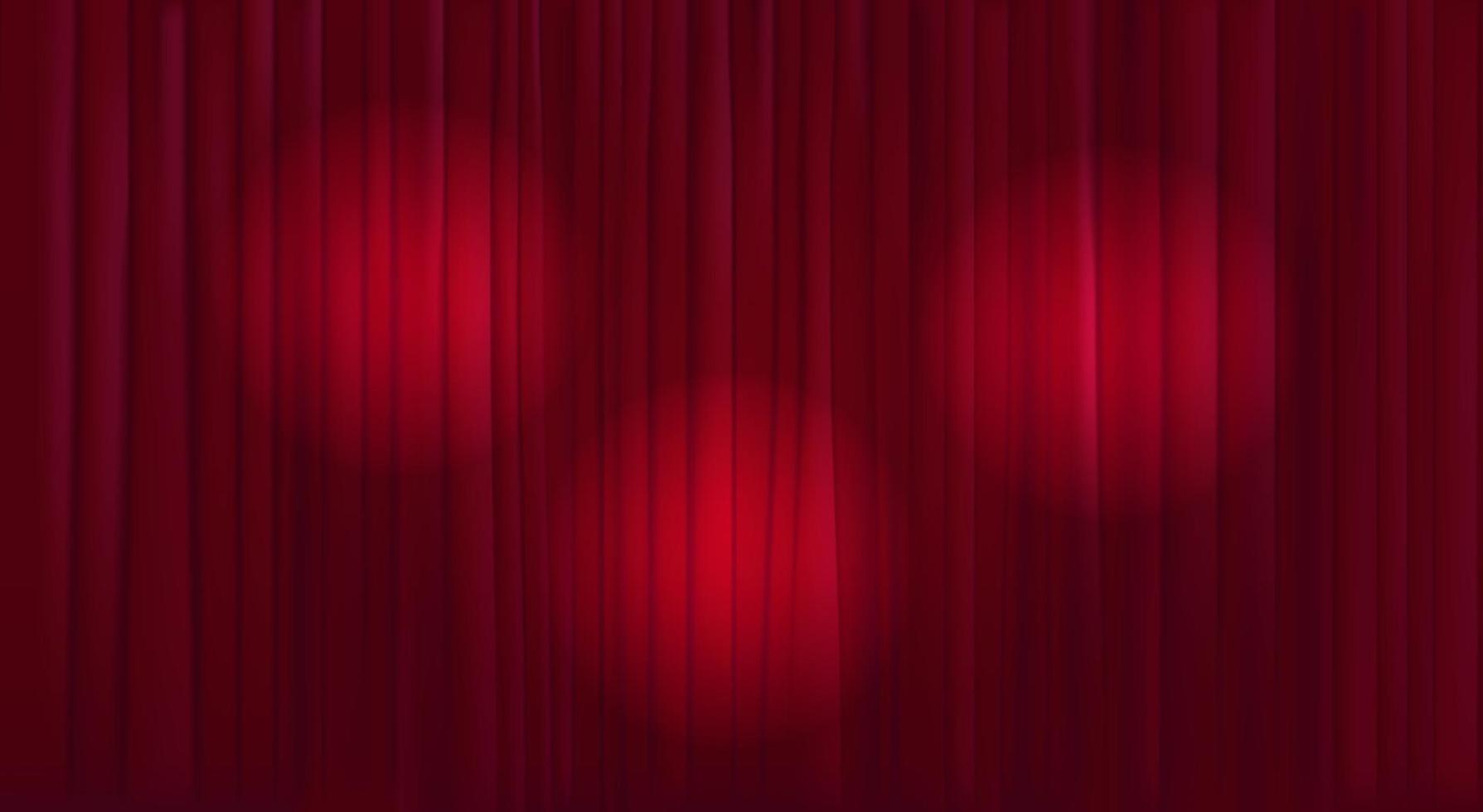 Red background with curtain and light beams vector