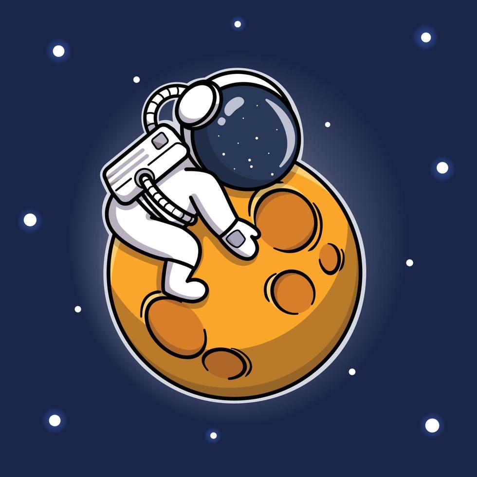 Cute Astronaut Hugging The Moon vector