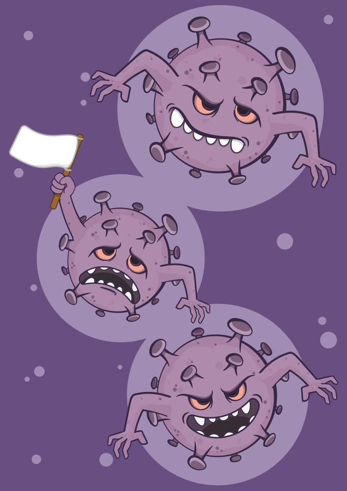 Cartoon Corona Virus Monster Set vector