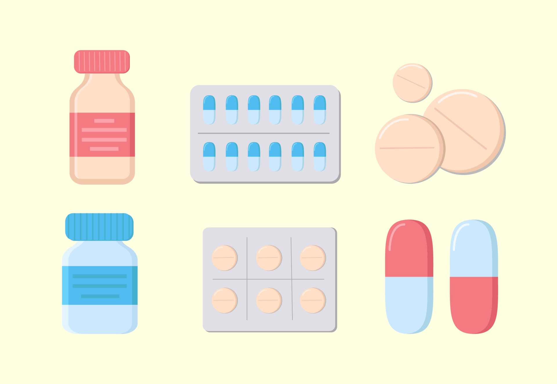 Vector illustration of pills drugs, pills, medical pills, bottle ...